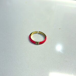 Hot pink and gold ring with stone, costume jewelry